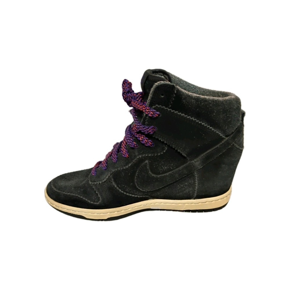 Nike Dunk Sky Hi Hidden Wedge Heel Womens 8.5 Black Suede Sneaker 528899-014